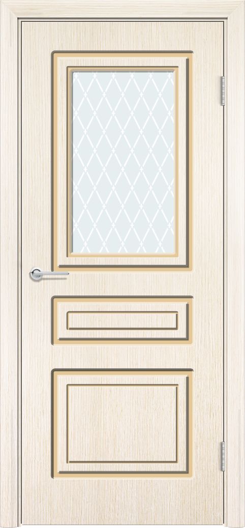 Дверь Б11, шпон беленый дуб, стекло с фьюзингом