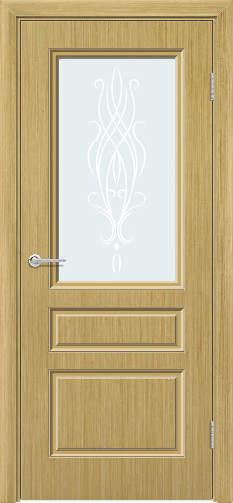 Дверь Б14, шпон дуб, стекло с фьюзингом