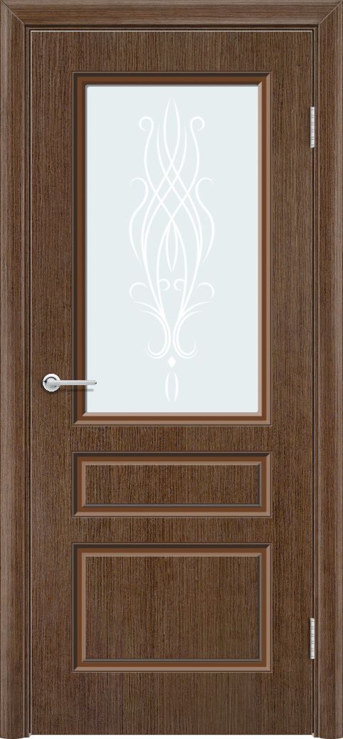 Дверь Б14, шпон орех, стекло с фьюзингом
