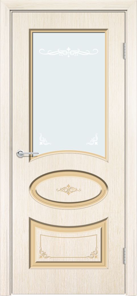 Дверь Б15, шпон беленый дуб, стекло с фьюзингом