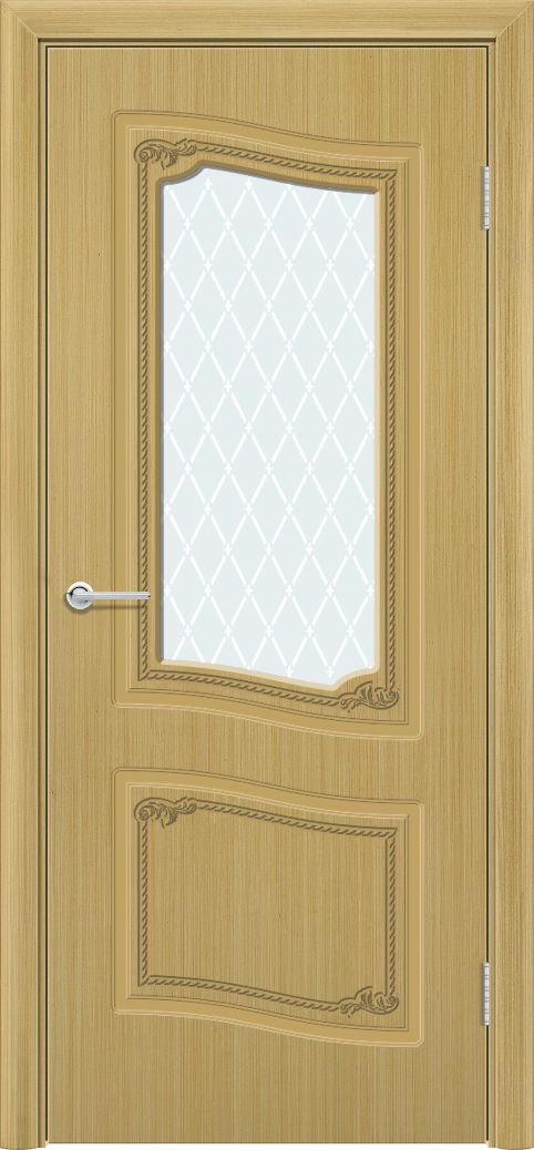 Дверь Б4, шпон дуб, стекло с фьюзингом