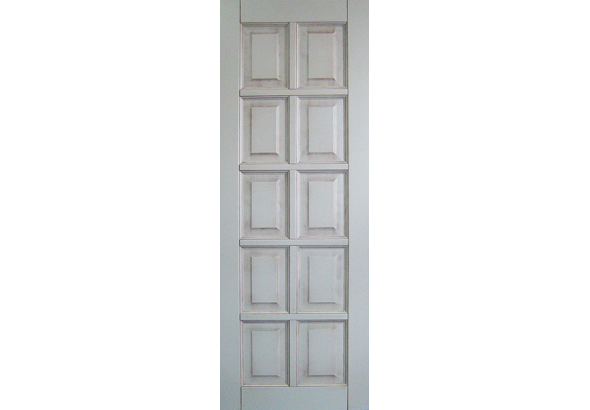 Дверь деревянная межкомнатная из массива сосны, Шоколадка, белая с патиной