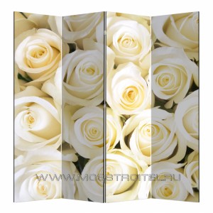 Ширма со скрытым каркасом Белые розы, 4 створки