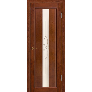 Дверь деревянная межкомнатная из массива ольхи, цвет Бренди, Версаль, со стеклом