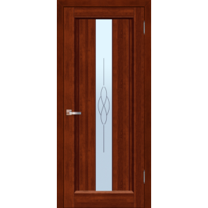 Дверь деревянная межкомнатная из массива ольхи, цвет Махагон, Версаль, со стеклом