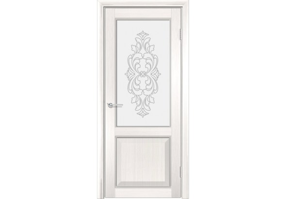 Дверь S42, лиственница беленая, стекло с фьюзингом