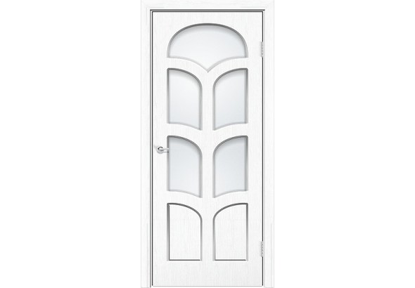 Дверь Альфа, белая патина, со стеклом