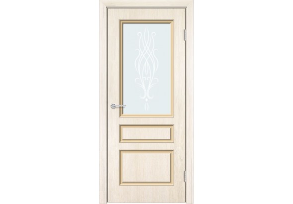 Дверь Б14, шпон беленый дуб, стекло с фьюзингом