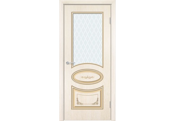 Дверь Б17, шпон беленый дуб, стекло с фьюзингом