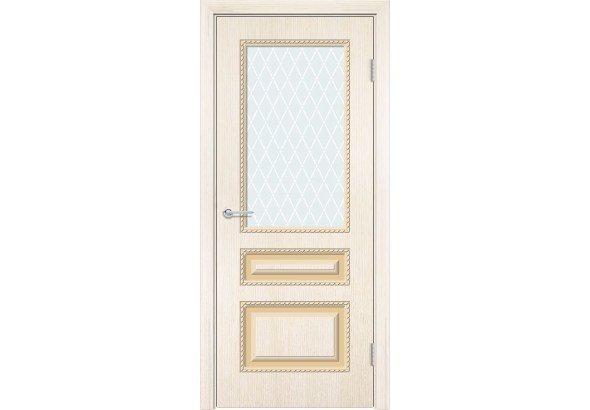Дверь Б2, шпон беленый дуб, стекло с фьюзингом