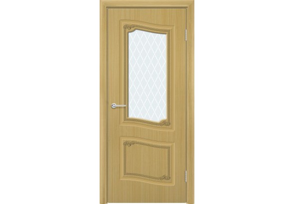 Дверь Б4, шпон дуб, стекло с фьюзингом