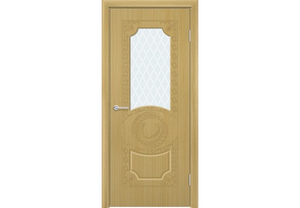 Дверь Б6, шпон дуб, стекло с фьюзингом