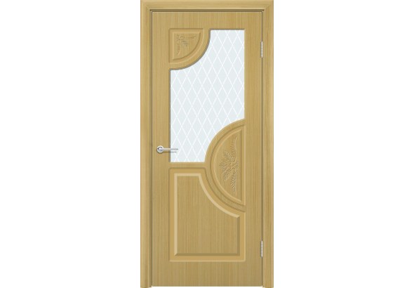 Дверь Б8, шпон дуб, стекло с фьюзингом