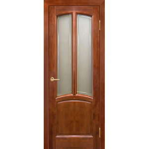 Дверь деревянная межкомнатная из массива ольхи Виола, цвет Бренди, со стеклом