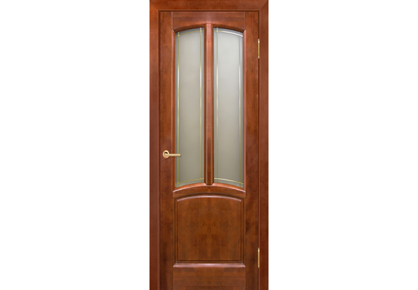 Дверь деревянная межкомнатная из массива ольхи Виола, цвет Бренди, со стеклом