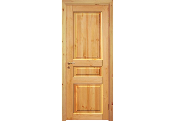 Дверь деревянная межкомнатная из массива бессучковой сосны, Классик, 3 филенки