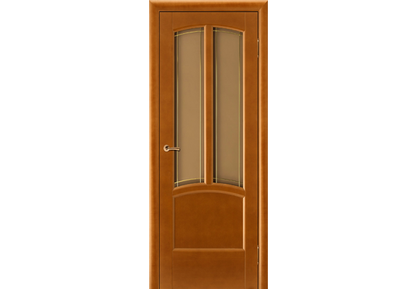 Дверь деревянная межкомнатная из массива ольхи Виола, цвет Медовый орех, со стеклом