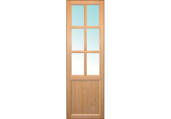 Дверь деревянная из массива сосны, Дачная, со стеклом 