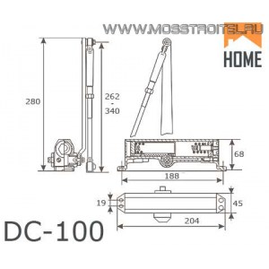 Доводчик DC-100, до 120 кг., Схема