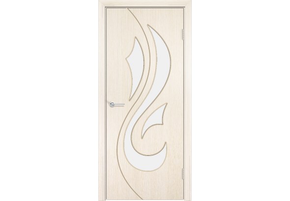 Дверь Орихидея, шпон беленый дуб, со стеклом
