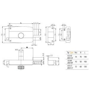 Замок накладной Kale 157BT